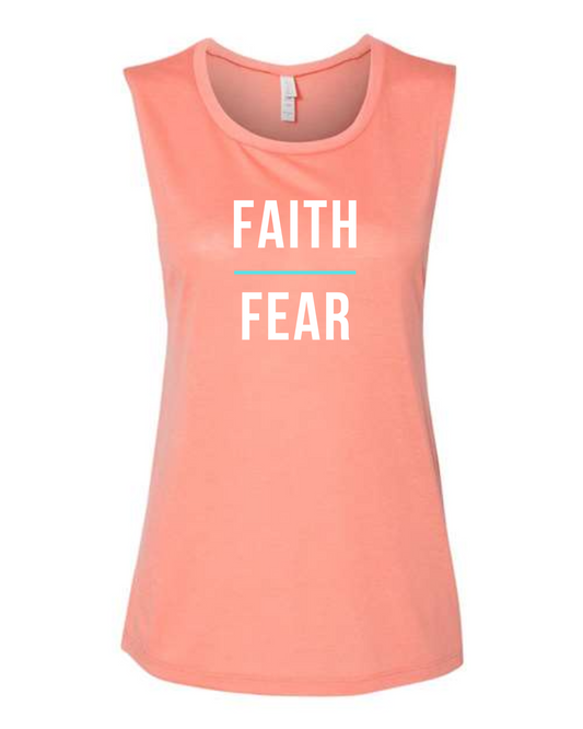 "Faith Over Fear" Flowy Scoop Muscle Tank