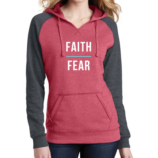 Faith Over Fear Women's Lightweight Fleece Raglan Hoodie